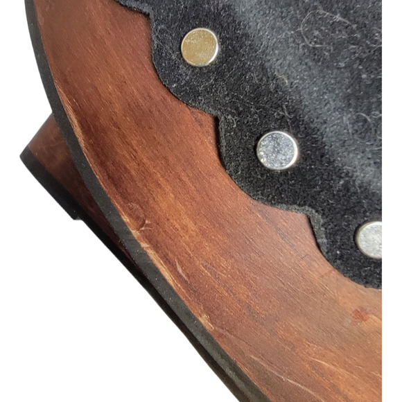 Torrid Embroidered Applique Rose Wooden Wedge Platform Slingback Sandals Black - Picture 7 of 14